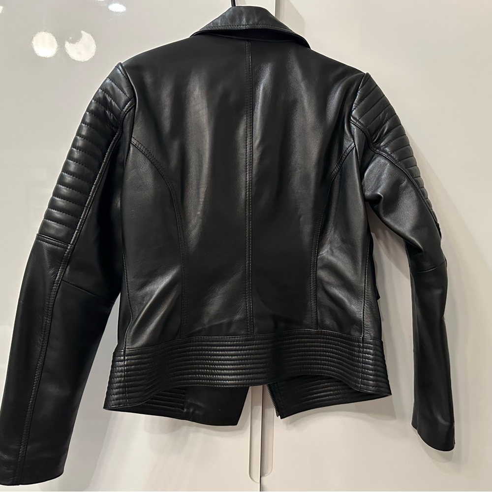 Women's Biker Style Black Leather Jacket - Picture 2 of 7